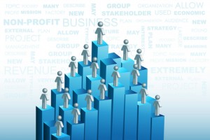Graphic with figures atop pyramid of vertical bar charts.  http://www.dreamstime.com/-image17547488