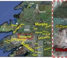 Bar Chart of Irish County Distribution and Map Plots of Placenames for Donohoe test subject.